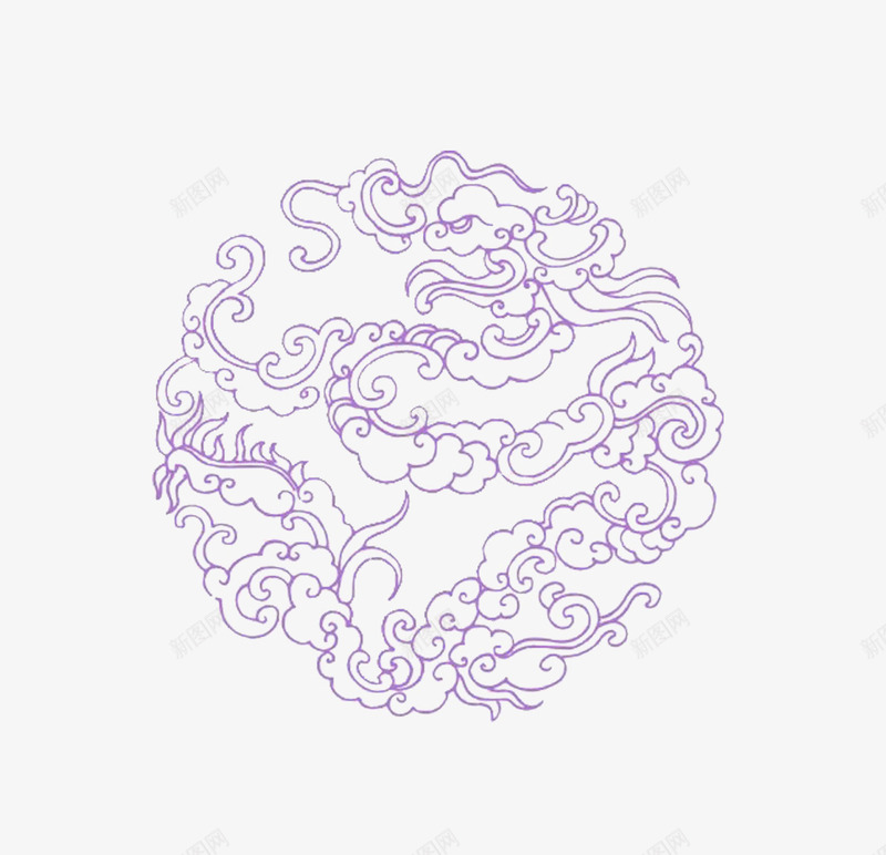 圆形紫色线条祥云png免抠素材_88icon https://88icon.com 中国风 云朵 古代纹饰 古风 圆形 特色 祥云 紫色 经典 花纹