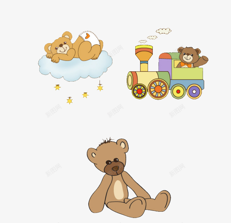 三只小熊png免抠素材_88icon https://88icon.com 小熊坐车 小熊睡觉 小熊素材 矢量熊
