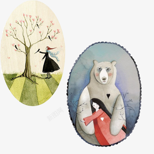 镜子装饰画片png免抠素材_88icon https://88icon.com 北极熊的怀抱 少女祈祷 水彩画 装饰画
