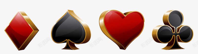 扑克牌四个花色3Dpng免抠素材_88icon https://88icon.com 扑克 扑克牌插画 方片 红桃 草花 黑桃