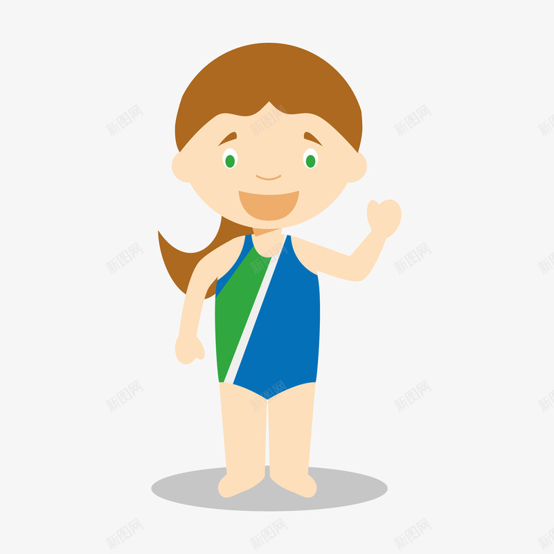 蓝色泳装少女卡通png免抠素材_88icon https://88icon.com 儿童泳装 卡通 少女 泳装 蓝色