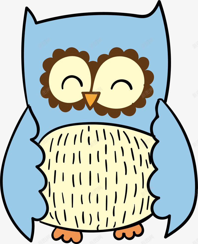 卡通可爱蓝色鸟类猫头鹰矢量图ai免抠素材_88icon https://88icon.com 儿童节 动物 卡通 扁平 猫头鹰 简约 蓝色 鸟类 矢量图