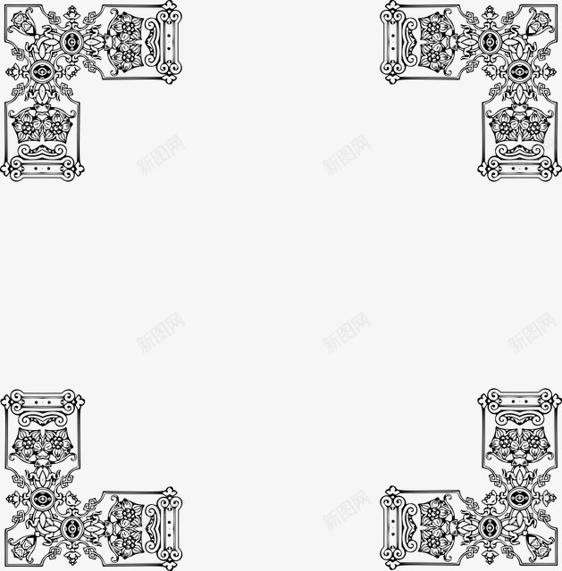 四角花纹png免抠素材_88icon https://88icon.com 包括 复古 纹边 花草