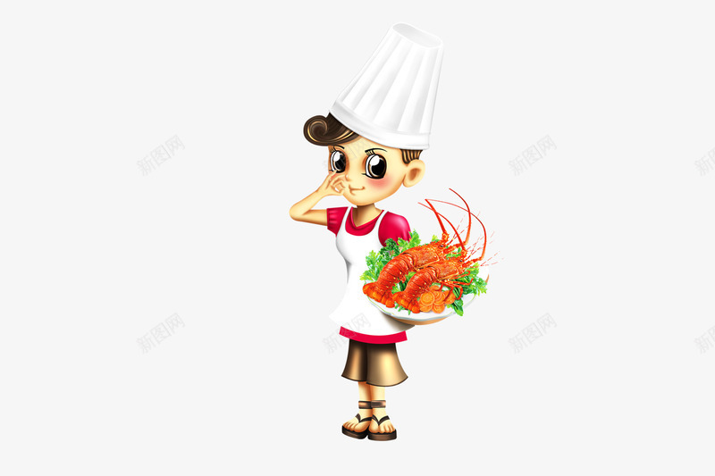 厨师psd免抠素材_88icon https://88icon.com 卡通图片 厨师 海鲜 龙虾