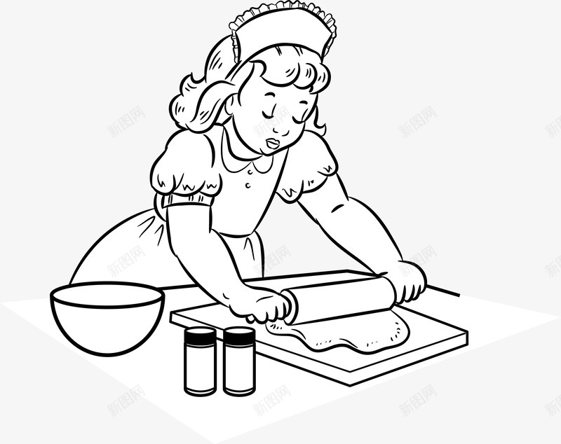 少女擀面矢量图eps免抠素材_88icon https://88icon.com 少女 少女矢量图 擀面 矢量图