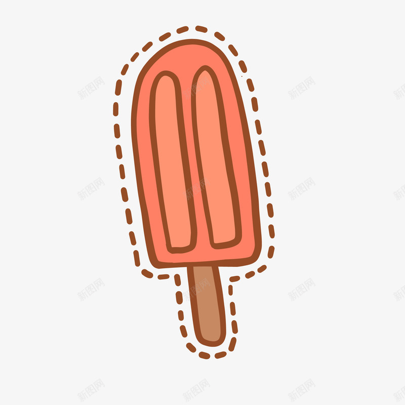 卡通手绘冰棒雪糕png免抠素材_88icon https://88icon.com 冰棒 冷藏 卡通 手绘 红色 雪糕 食物