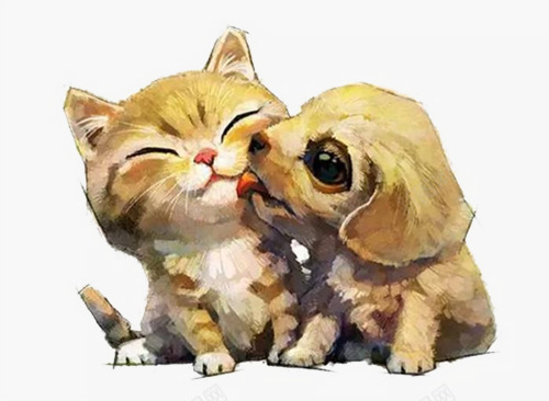 手绘猫咪与小狗png免抠素材_88icon https://88icon.com 可爱 小狗 手绘 猫咪