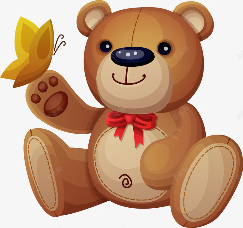 咖啡色卡通小熊png免抠素材_88icon https://88icon.com 免抠PNG 公仔 卡通 咖啡色 小熊 玩具 蝴蝶 装饰图案