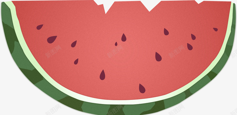 手绘一半的西瓜png免抠素材_88icon https://88icon.com 夏天 红色 绿色 西瓜
