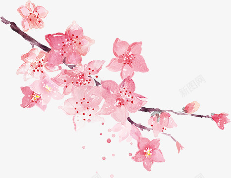 粉色桃花水墨手绘png免抠素材_88icon https://88icon.com 桃花 水墨 粉色