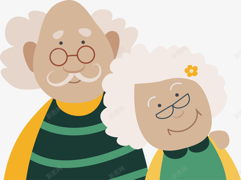 穿着情侣装的老人png免抠素材_88icon https://88icon.com 创意 卡通 商务 彩色 情侣装 手绘 老人