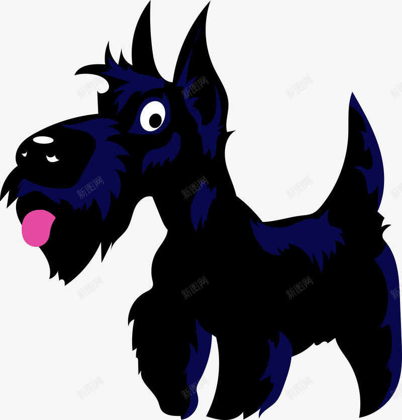 卡通深蓝色动物宠物png免抠素材_88icon https://88icon.com 动物 卡通 宠物 小狗 深蓝色 矢量图案 装饰图案