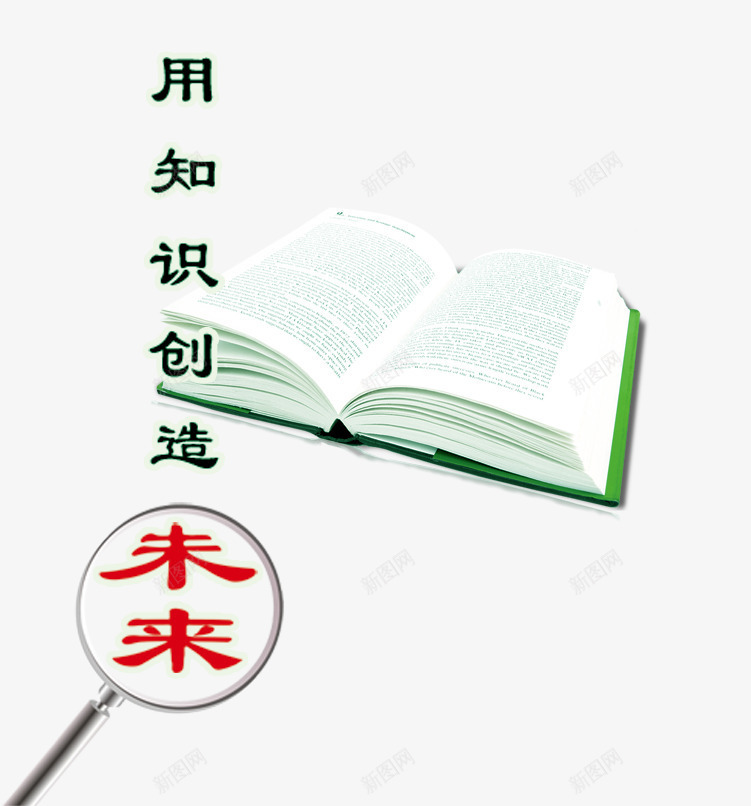 知识创造未来png免抠素材_88icon https://88icon.com 书本 学习 放大镜 知识创造未来