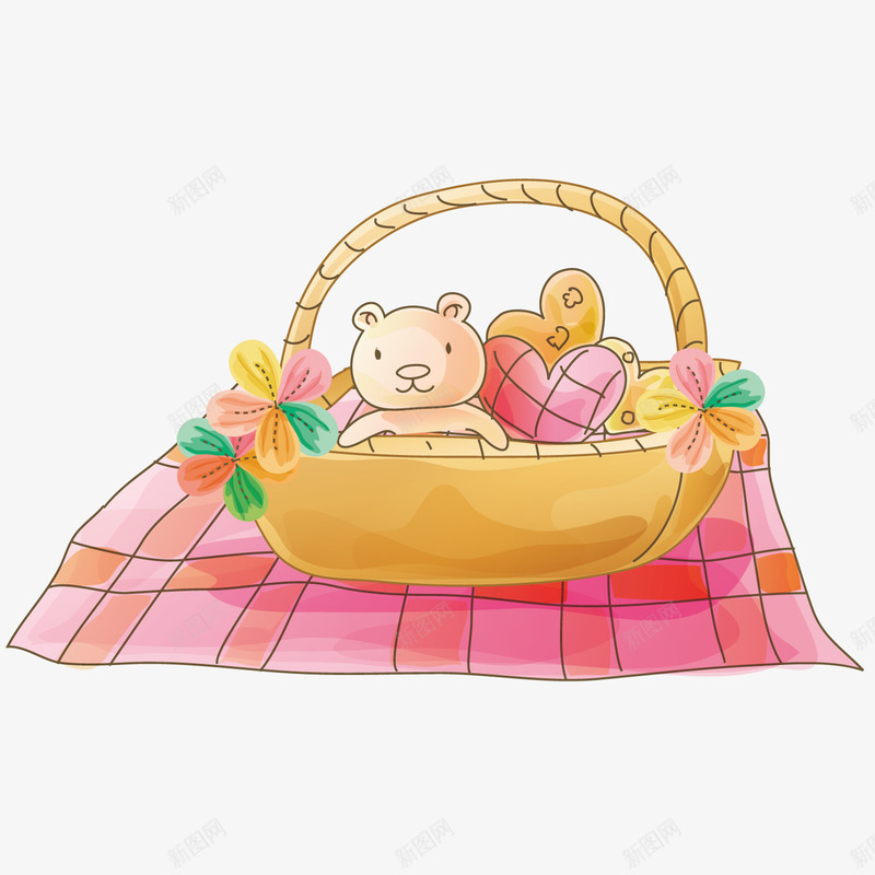 竹篮与小熊png免抠素材_88icon https://88icon.com 卡通 小熊 竹篮