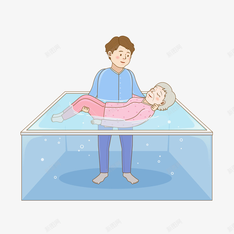 给老人游泳场景图png免抠素材_88icon https://88icon.com 卡通 场景 插图 水池子 游泳 男人 病人 老人