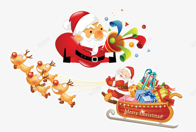 送礼物的圣诞老人psd免抠素材_88icon https://88icon.com 卡通 圣诞老人 圣诞节 手绘 送礼物 麋鹿拉车