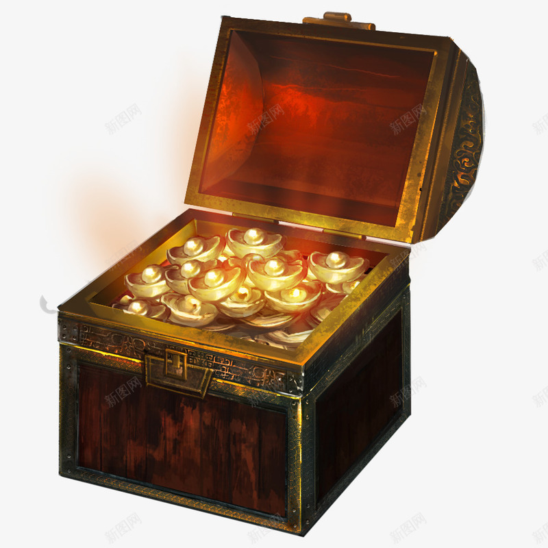 宝箱里的金元宝卡通png免抠素材_88icon https://88icon.com 元宝 卡通
