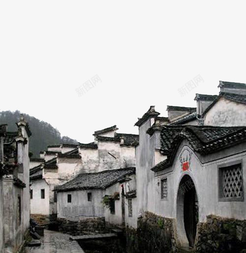 徽州老街和月亮门院落png免抠素材_88icon https://88icon.com 古建筑 徽州 摄影 月亮门 院落
