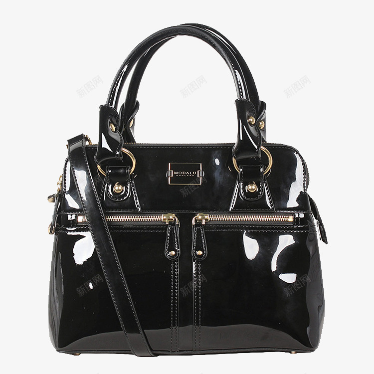 MODALU皇室挚爱Pippapng免抠素材_88icon https://88icon.com MODALU Pippa 产品实物 亮黑色 女士 斜背包 漆皮 皇室挚爱