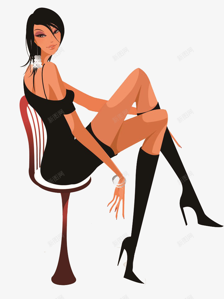 椅子上的性感女人png免抠素材_88icon https://88icon.com 性感 椅子 美女 黑裙