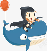 骑鲸鱼的卡通少女png免抠素材_88icon https://88icon.com 卡通 少女 鲸鱼