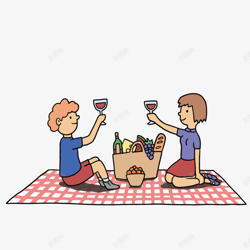 手绘卡通情侣野餐对饮元素矢量图eps免抠素材_88icon https://88icon.com 卡通 地毯 对饮 情侣 扁平 手绘 约会 野餐 面包 矢量图