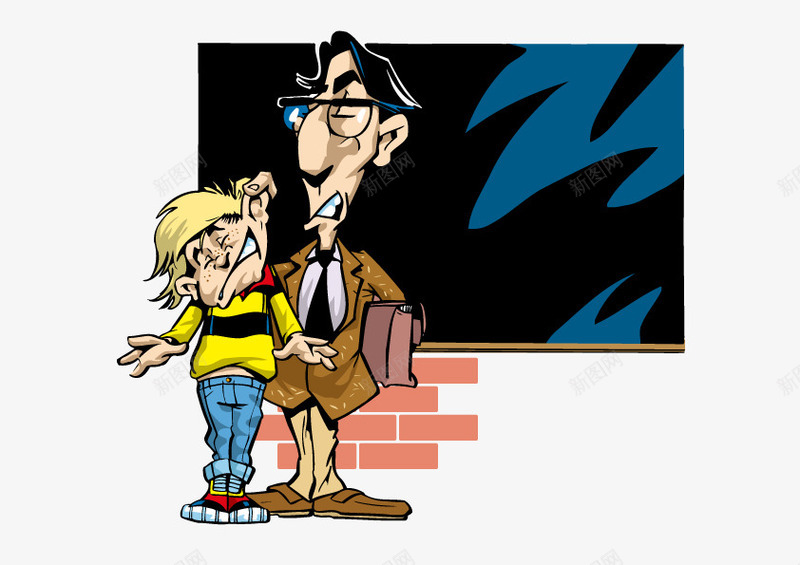 老师教训学生png免抠素材_88icon https://88icon.com 卡通 黑板