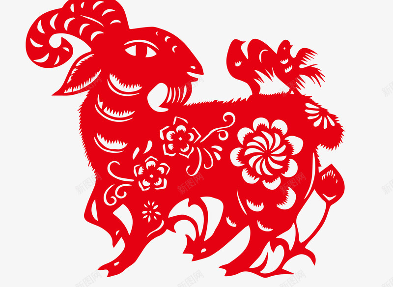 羊的剪纸画矢量图ai免抠素材_88icon https://88icon.com 剪纸画 矢量图 羊 羊年 花朵花纹 镂空画