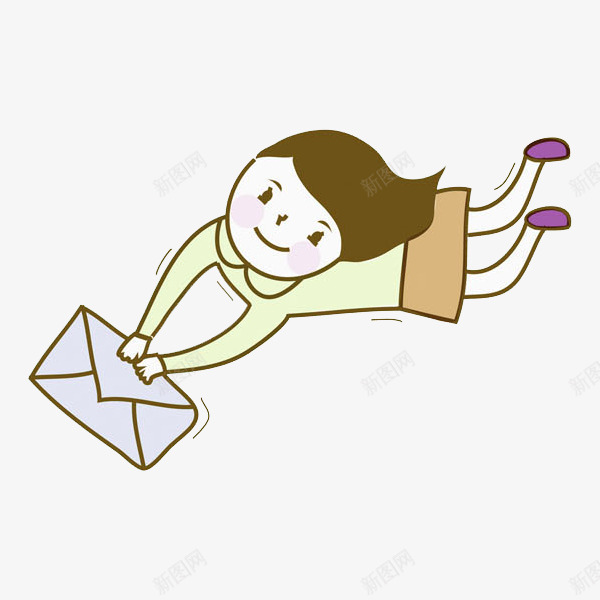 送信的女孩png免抠素材_88icon https://88icon.com 信件 卡通 女孩 孩子 寄信 手绘 水彩 送信