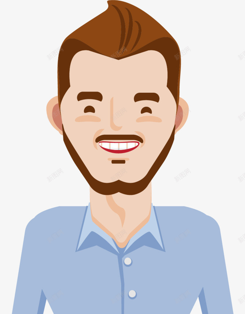手绘强壮男人png免抠素材_88icon https://88icon.com 强壮男人 手绘男人 棕色头发 笑脸 露齿笑