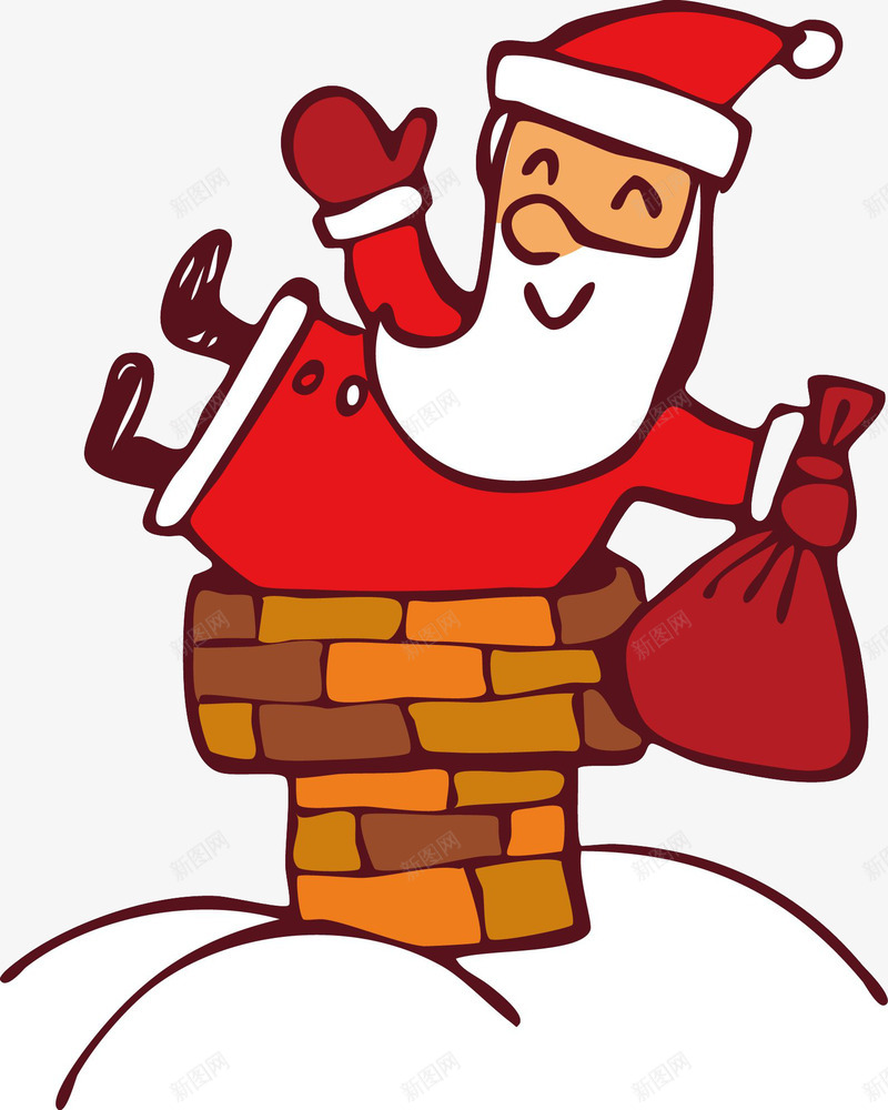 爬烟囱的圣诞老人png免抠素材_88icon https://88icon.com 卡通 圣诞老人 圣诞节 烟囱 礼物袋