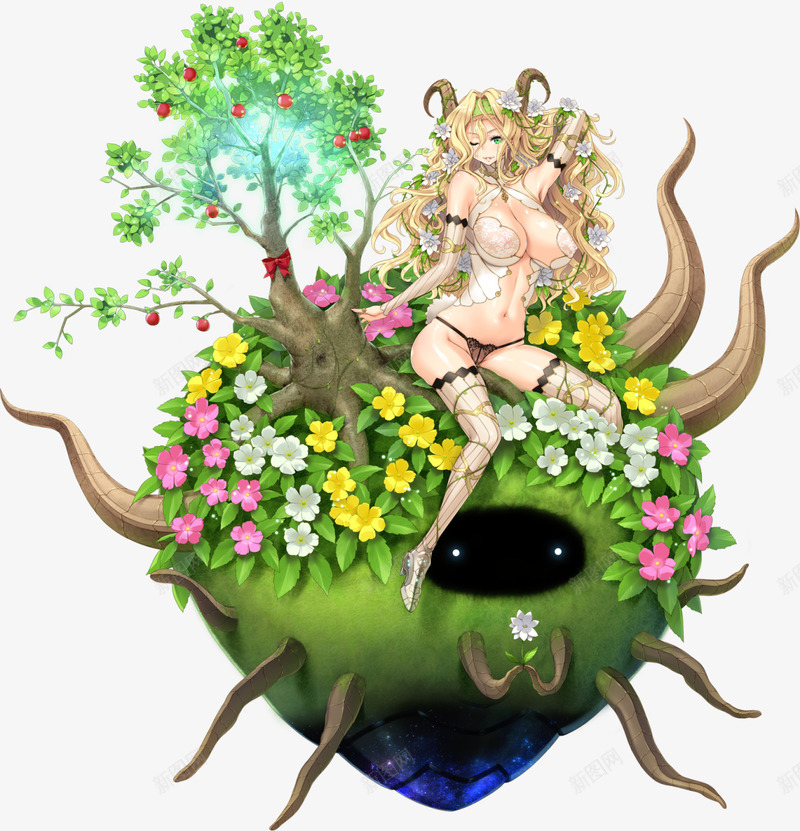 绿色植物上的性感美女png免抠素材_88icon https://88icon.com 性感 绿色植物 美女