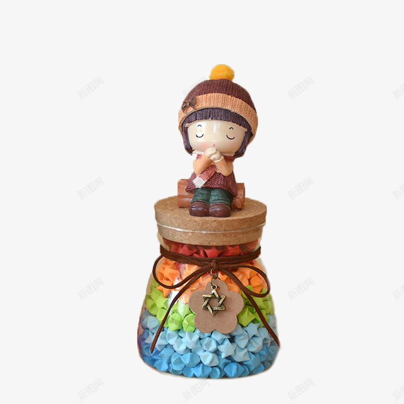 卡通幸运星星麻绳心愿瓶png免抠素材_88icon https://88icon.com 卡通 幸运星星 心愿瓶 麻绳