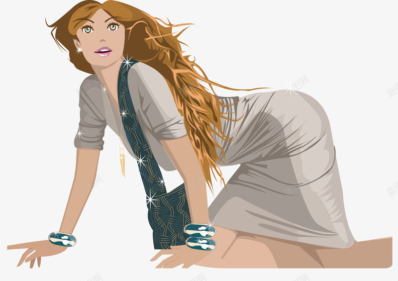 手绘跪着的女人png免抠素材_88icon https://88icon.com 性感 手绘 跪着的女人