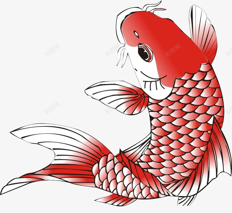 卡通鲤鱼png免抠素材_88icon https://88icon.com 卡通 戏水 游泳 红色 鲤鱼跳龙门