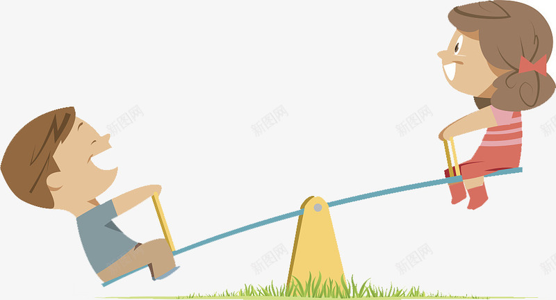 卡通可爱人物插图草地上压跷跷板png免抠素材_88icon https://88icon.com 人物插图 卡通 压跷跷板 可爱 男孩女孩 草地上 草地上的人