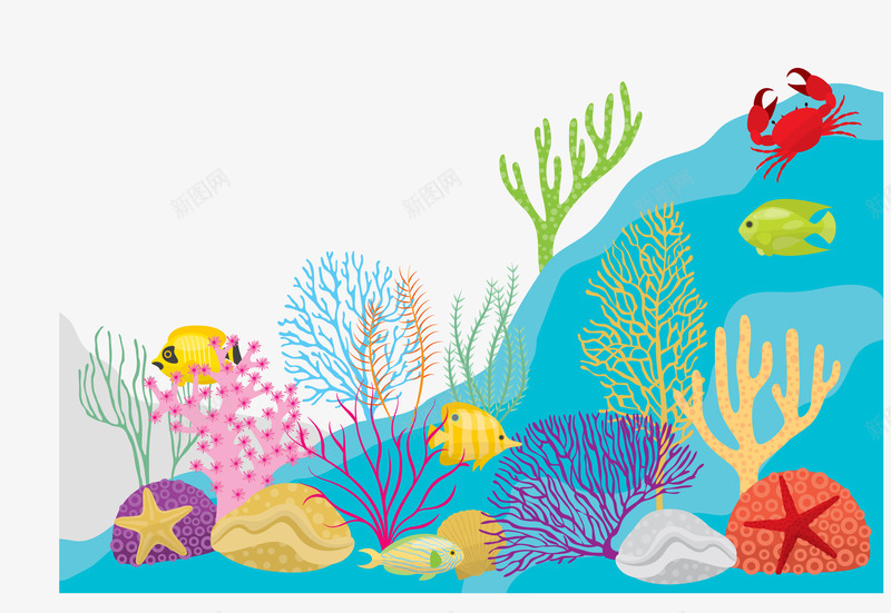 海底鱼儿海藻游泳矢量图ai免抠素材_88icon https://88icon.com 海底 海藻 游泳 珊瑚 贝壳 鱼儿 矢量图