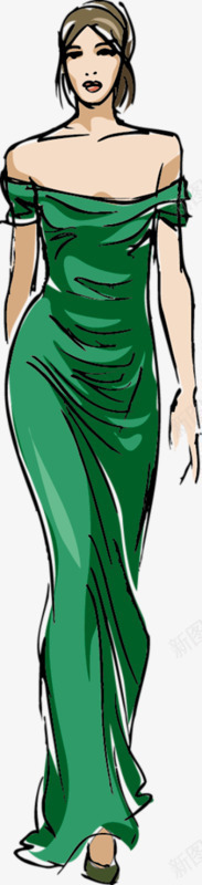 绿色抹胸长裙女郎png免抠素材_88icon https://88icon.com 女郎 性感 绿色 长裙
