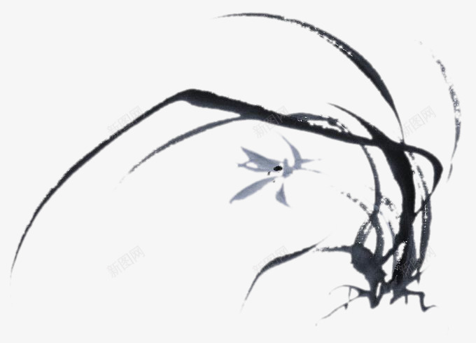 水墨花草png免抠素材_88icon https://88icon.com 中国风 书法 水墨素材 黑色