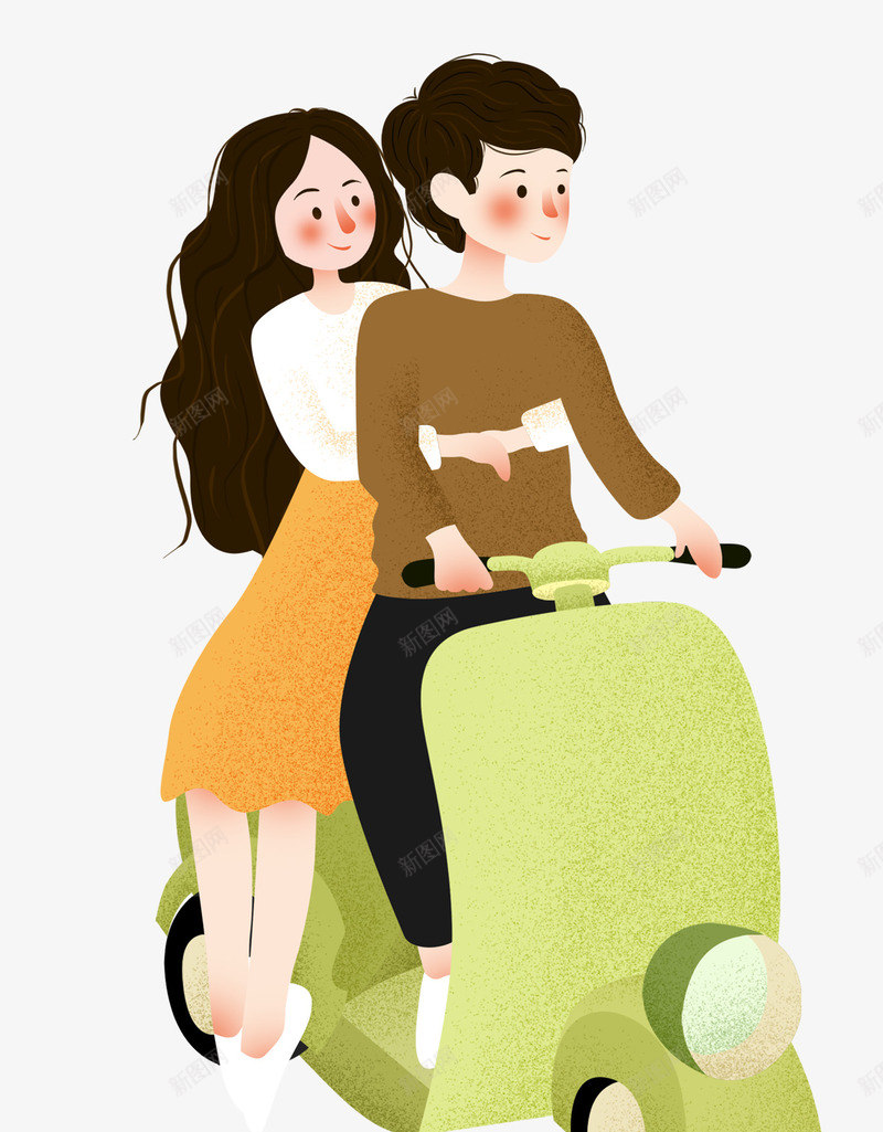 手绘人物插画骑机车的情侣png免抠素材_88icon https://88icon.com 人物插图 可爱插图 情侣 手绘 插画 摩托车 骑机车