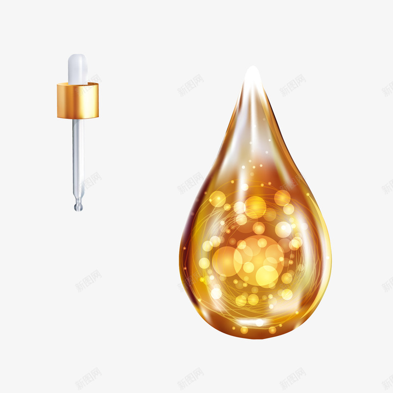 一滴金色的精油矢量图ai免抠素材_88icon https://88icon.com 化妆品 挥发油 淡黄色精油 滴管 矢量图 美容 美容元素 芳香植物