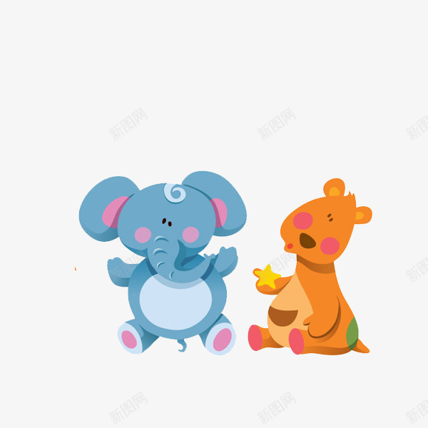 一只小象和一只小熊png免抠素材_88icon https://88icon.com 卡通 可爱 小熊 小象