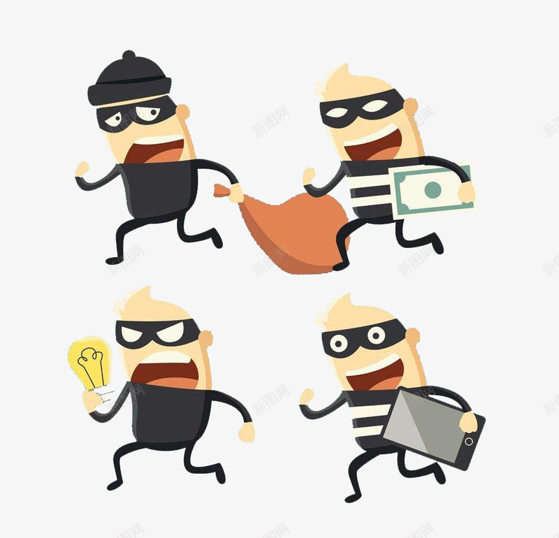 逃跑的小偷png免抠素材_88icon https://88icon.com 卡通手绘 眼罩 罪犯 装饰 跑的人