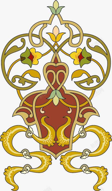 中国风的花草png免抠素材_88icon https://88icon.com 中国元素 名族风 植物 红色 绿色 花草 黄色