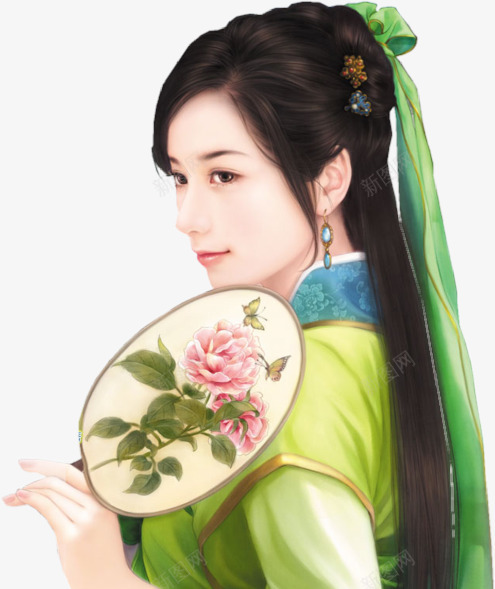 绿衣国色古风手绘女子png免抠素材_88icon https://88icon.com 古风 国色 女子 手绘 绿衣