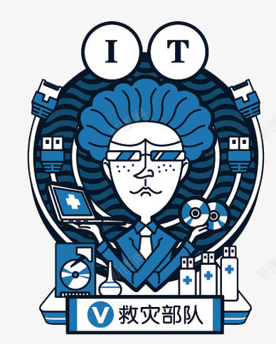 IT岗位手绘png免抠素材_88icon https://88icon.com IT岗位手绘 光碟 插头 电脑