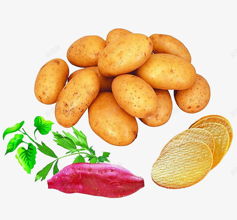 土豆地瓜绿叶png免抠素材_88icon https://88icon.com 土豆 土豆片 地瓜 地瓜叶 山药 山药蛋 快餐 粮食 红薯 红薯片 绿色蔬菜 蔬菜 马铃薯 黄色马铃薯