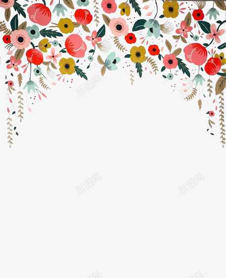 花帘png免抠素材_88icon https://88icon.com 卡通 吊饰 帘子 手绘 插画 文艺 水彩 清新 花