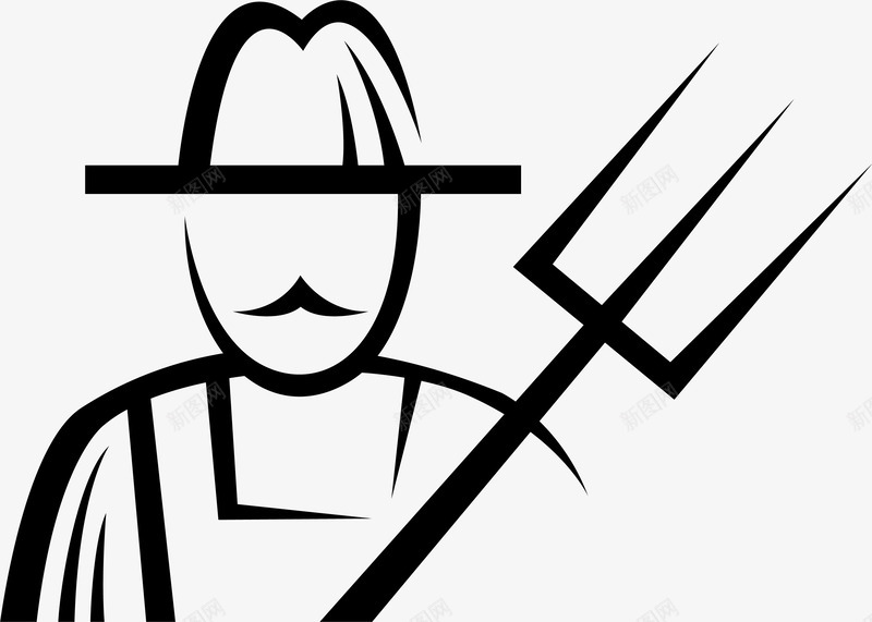 农夫简笔画png免抠素材_88icon https://88icon.com 农具 农夫 农活工具 卡通线条人物 叉子 手绘农具 牛 线条 耕田工具