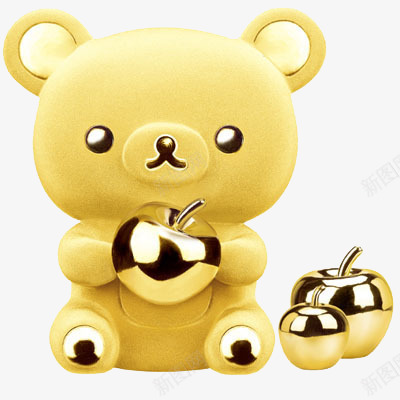 小熊吊坠png免抠素材_88icon https://88icon.com 儿童礼物 卡通 贵重物品 金色